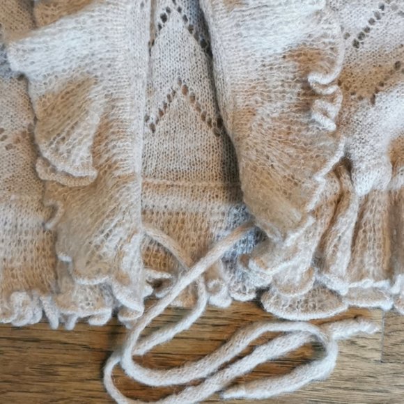 Vintage 70s Short Sleeve Light Weight Heathered Camel Cardigan Sweater S - Picture 2 of 8